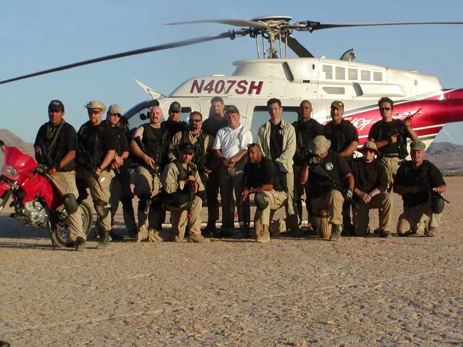 C.R.I. training class with helicopter
